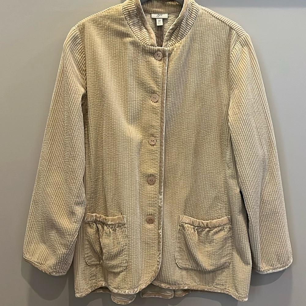 J Jill Corduroy Velvet Trimmed Chore Barn Jacket size petite medium
